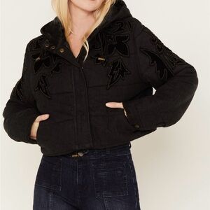 Free People Women's Fleur De Lis Denim Puffer Jacket XS NWT